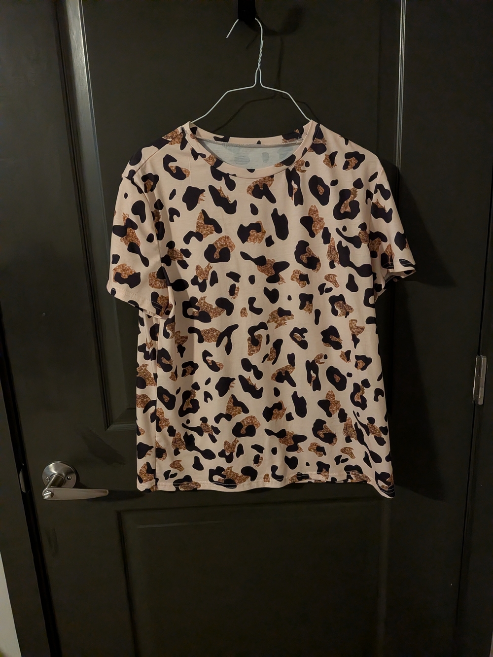 Leopard Print Short Sleeve Tee with Gold Accents - Picture 2 of 6